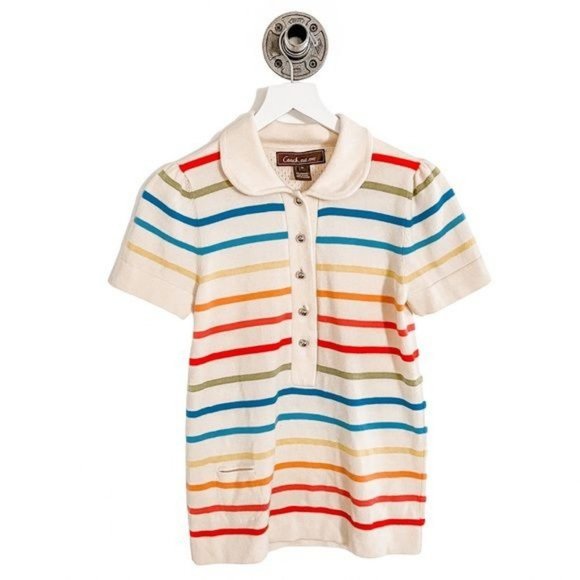 Coach Cashmere Stripe Top in Rainbow Cream - Picture 3 of 7